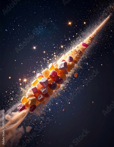 Wallpaper Mural Vibrant Candy Comet Soaring Through a Starry Cosmic Expanse. Torontodigital.ca