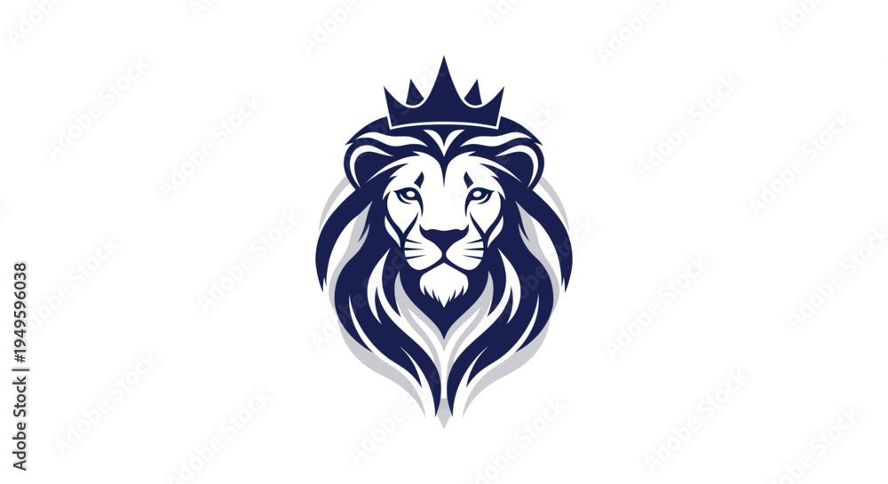 Fototapeta premium Lion with crown emblem illustration