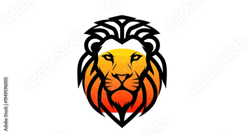 Lion head silhouette with abstract design