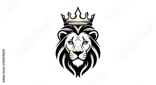 Lion head with crown illustration