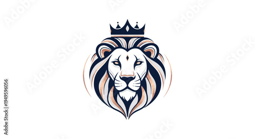 Lion with crown emblem illustration