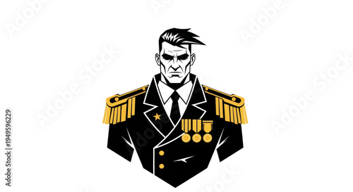 Military officer portrait vector illustration