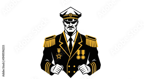 Military officer portrait vector illustration