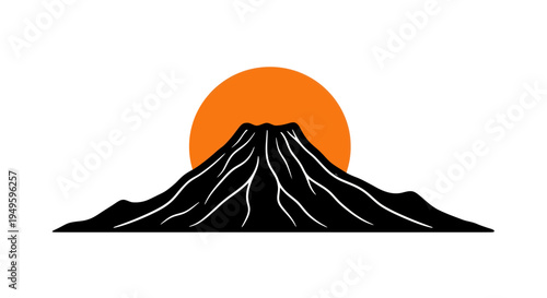 Mountain silhouette with rising sun vector