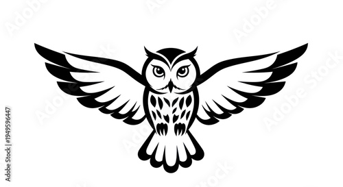 Owl with open wings graphic design