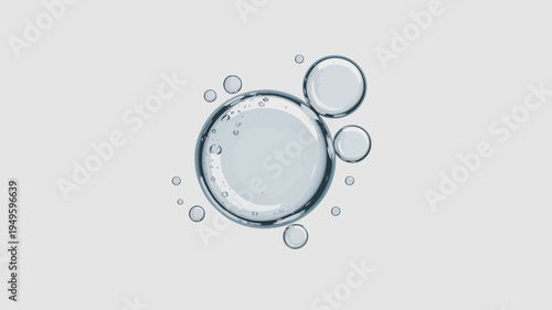 A close up shot displays several translucent bubbles of varying sizes against a soft neutral gray background creating a minimalistic effect high quality professional detailed modern