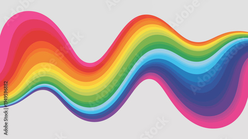 A vibrant flowing ribbon of color undulates across a light gray background showcasing the full spectrum of the rainbow high quality professional detailed modern elegant stylish
