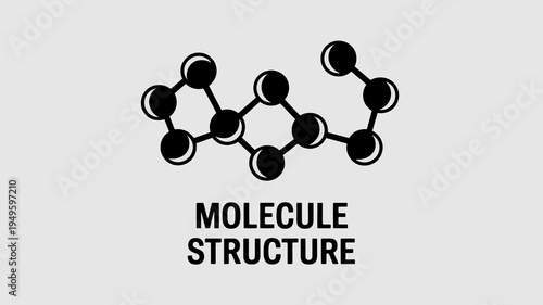 A graphic depicts a molecular structure composed of interconnected black circles against a light gray background with text labeling high quality professional detailed modern elegant stylish