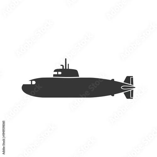 Sleek and powerful underwater vessel icon, representing naval strength and exploration in a minimalist graphic design for various projects