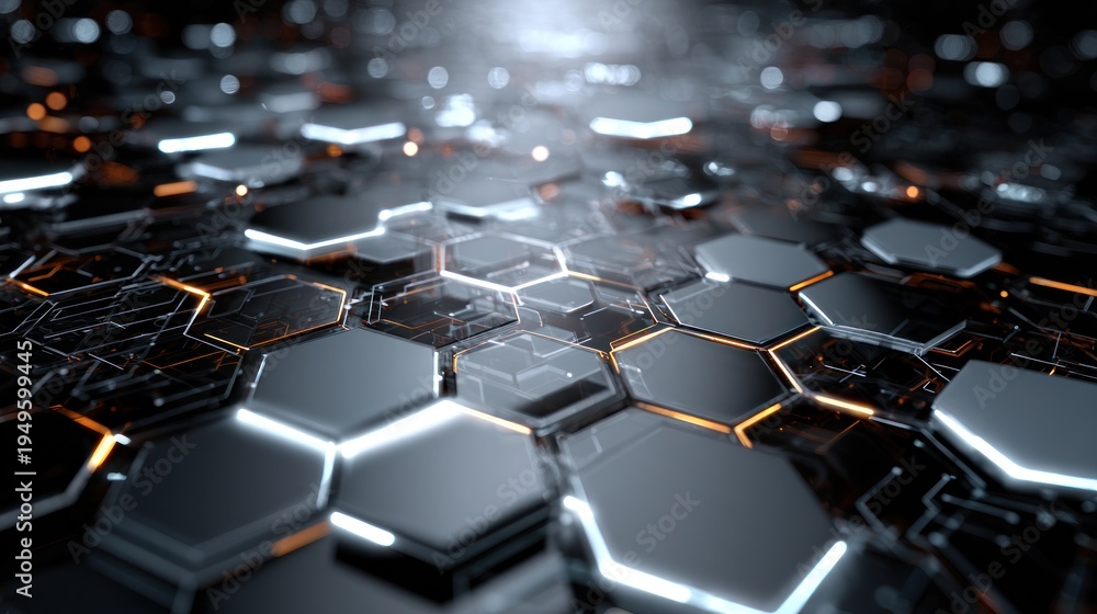 Obraz premium Abstract futuristic hexagonal pattern with digital circuit background