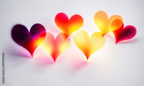 multiple glowing heart shap...