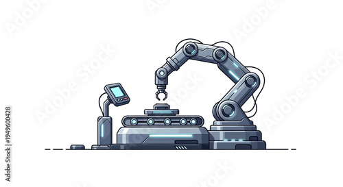 Industrial robotic arm in a factory setting.