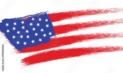 American flag brush stroke. USA patriotic vector element