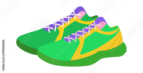 Basketball sneaker shoe flat pair. Comfortable casual sport footwear for street ball, city walk man woman unisex. Technical fashion illustration, CAD mockup, soft vector isolated contemporary style.