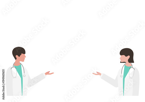 医療説明をする医師とコピースペースの素材