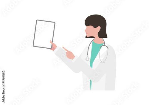タブレットで説明をする女医のベクターイラスト素材