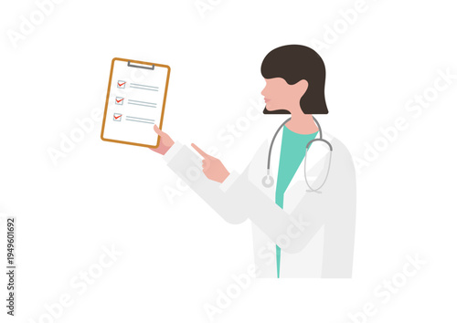 チェックリストを指差す女医のベクターイラスト素材