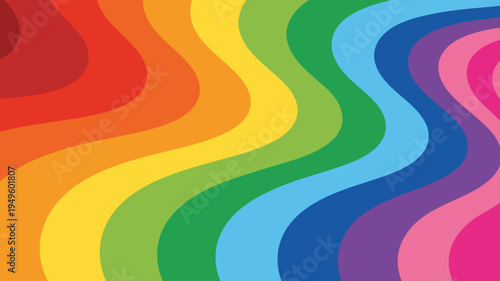 A vibrant background features undulating horizontal stripes displaying the full spectrum of the rainbow creating a colorful design high quality professional detailed modern elegant stylish clean
