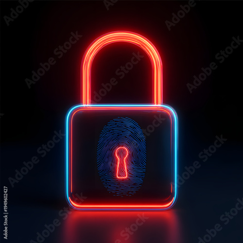 Neon Lock with Keyhole Detail.