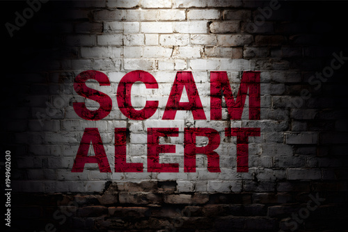 Scam alert warning sign message.