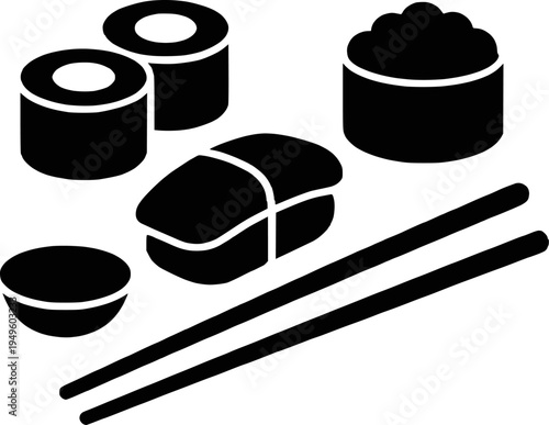 Sushi set silhouette vector illustration