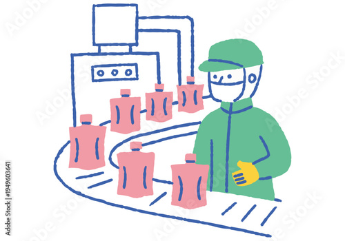 Worker performing quality checks on a pouch production line_Color