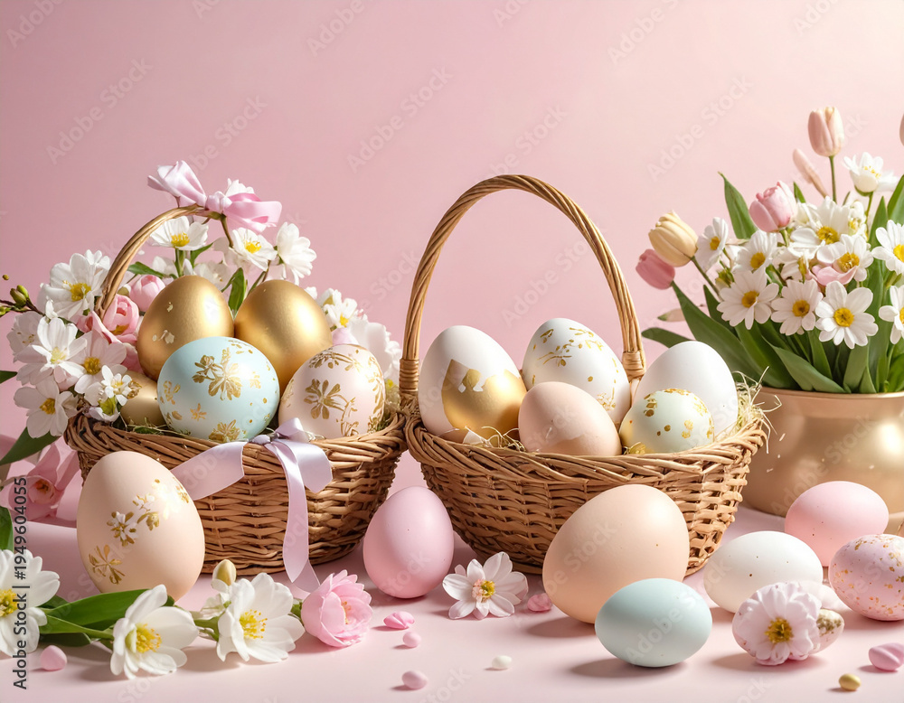 Fototapeta premium Elegance easter table decoration background