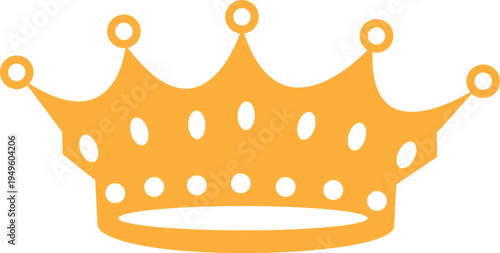 A vibrant orange crown icon with circular details