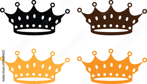 Collection of four colorful crown icons in different shades