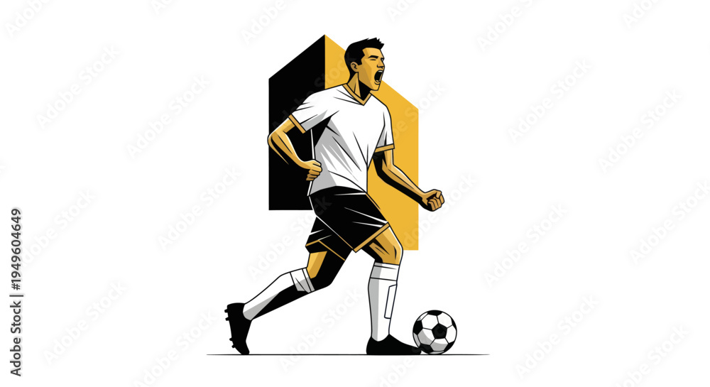 Fototapeta premium Soccer player kicking ball illustration