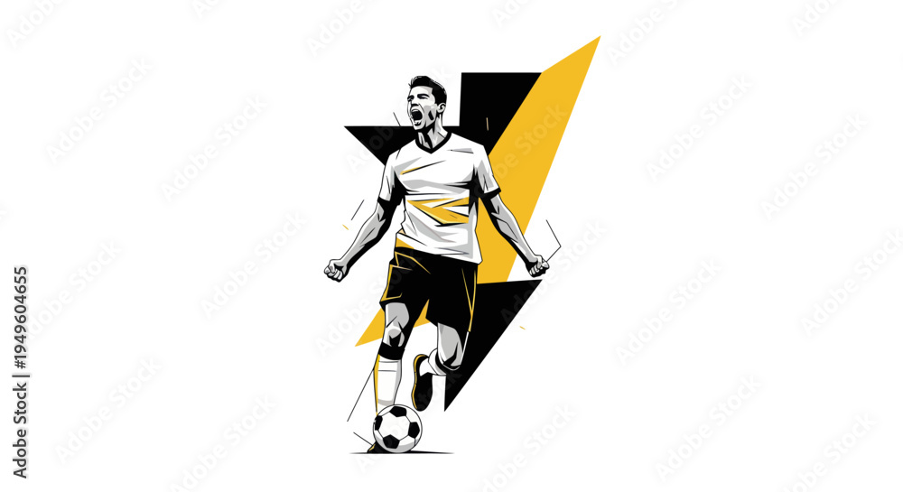 Fototapeta premium Soccer player kicking ball illustration