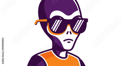 Stylized alien character wearing sunglasses