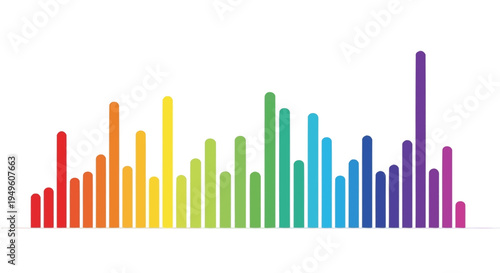 Vibrant Rainbow Colored Audio Equalizer Bars Sound Wave on Isolated White Background