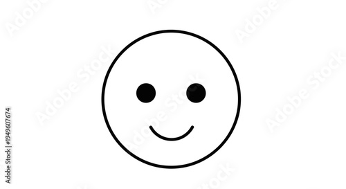 Simple happy smiley face icon with thick outline on isolated white background