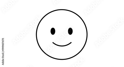 Smiling Happy Face Emoticon Icon in Outline Style on Isolated White Background