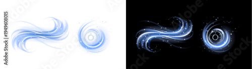 фотографія PNG image of Abstract bright blue icy wind flow and swirling vortex elements fea