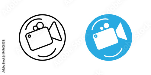 Minimal outline icon SET. of a video camera with tag symbol representing video marketing, digital media promotion, content creation, and social media advertising concepts.