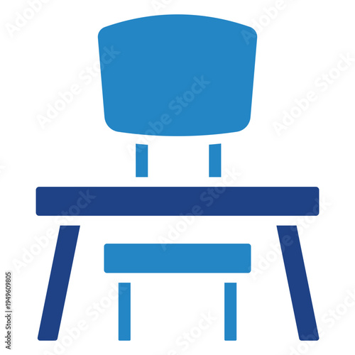 Class Desk Dual Tone Icon Mini Illustration, Use For Modern Concept, Print, Ui, Ux Kit, Web And App Development. Vector Related To Kindergarten, Preschool, Kids And Baby