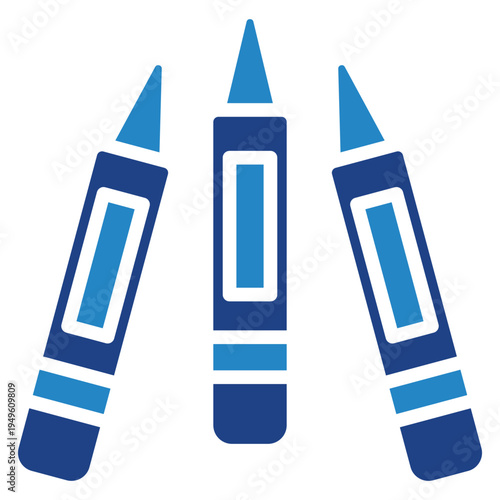 Crayon Dual Tone Icon Mini Illustration, Use For Modern Concept, Print, Ui, Ux Kit, Web And App Development. Vector Related To Kindergarten, Preschool, Kids And Baby