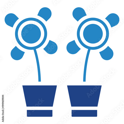 Flower Dual Tone Icon Mini Illustration, Use For Modern Concept, Print, Ui, Ux Kit, Web And App Development. Vector Related To Kindergarten, Preschool, Kids And Baby