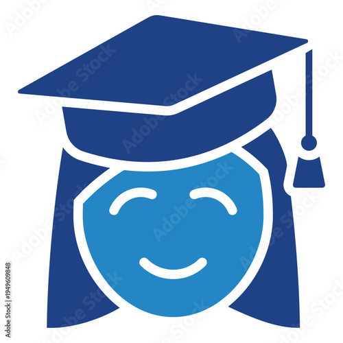 Graduation Dual Tone Icon Mini Illustration, Use For Modern Concept, Print, Ui, Ux Kit, Web And App Development. Vector Related To Kindergarten, Preschool, Kids And Baby