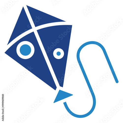 Kite Dual Tone Icon Mini Illustration, Use For Modern Concept, Print, Ui, Ux Kit, Web And App Development. Vector Related To Kindergarten, Preschool, Kids And Baby