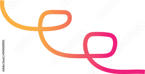 described features a stylized design element that is characterized by a looped line, which is both visually appealing and abstract.