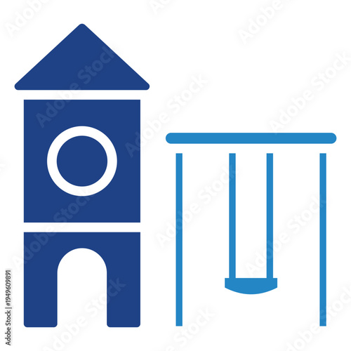 Swing Dual Tone Icon Mini Illustration, Use For Modern Concept, Print, Ui, Ux Kit, Web And App Development. Vector Related To Kindergarten, Preschool, Kids And Baby