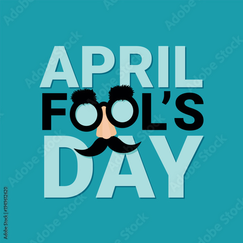April fool's day greeting card with funny joke mask, vector poster