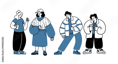 Diverse group of young people in casual attire standing together.