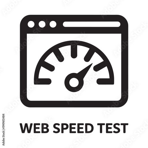 Simple black and white icon depicting a web speed test gauge