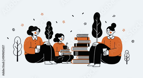 People reading books outdoors, enjoying a peaceful moment in nature.