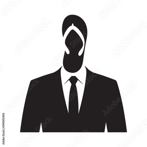 Silhouette of a man in a suit and turban facing forward