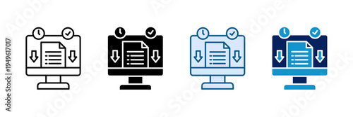 Archive Monitor Icon Set Multiple Style Collection